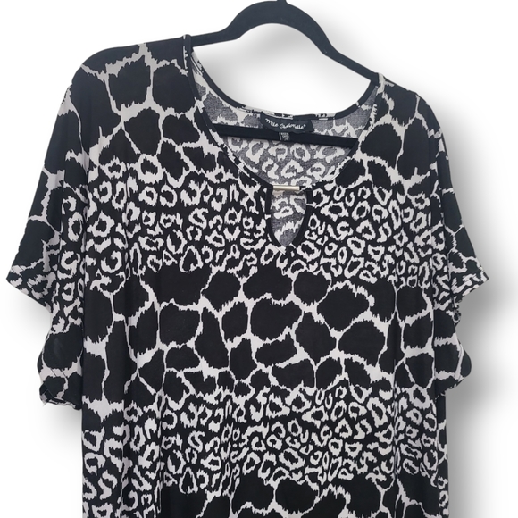 🌿Mlle Gabrielle Womens Black/White Animal Leopard Cheetah Print Dress 2x - Picture 6 of 9